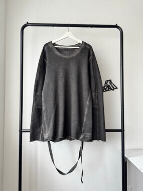 Alexandre Plokhov Distressed Long Sleeve Raw Hem Grey